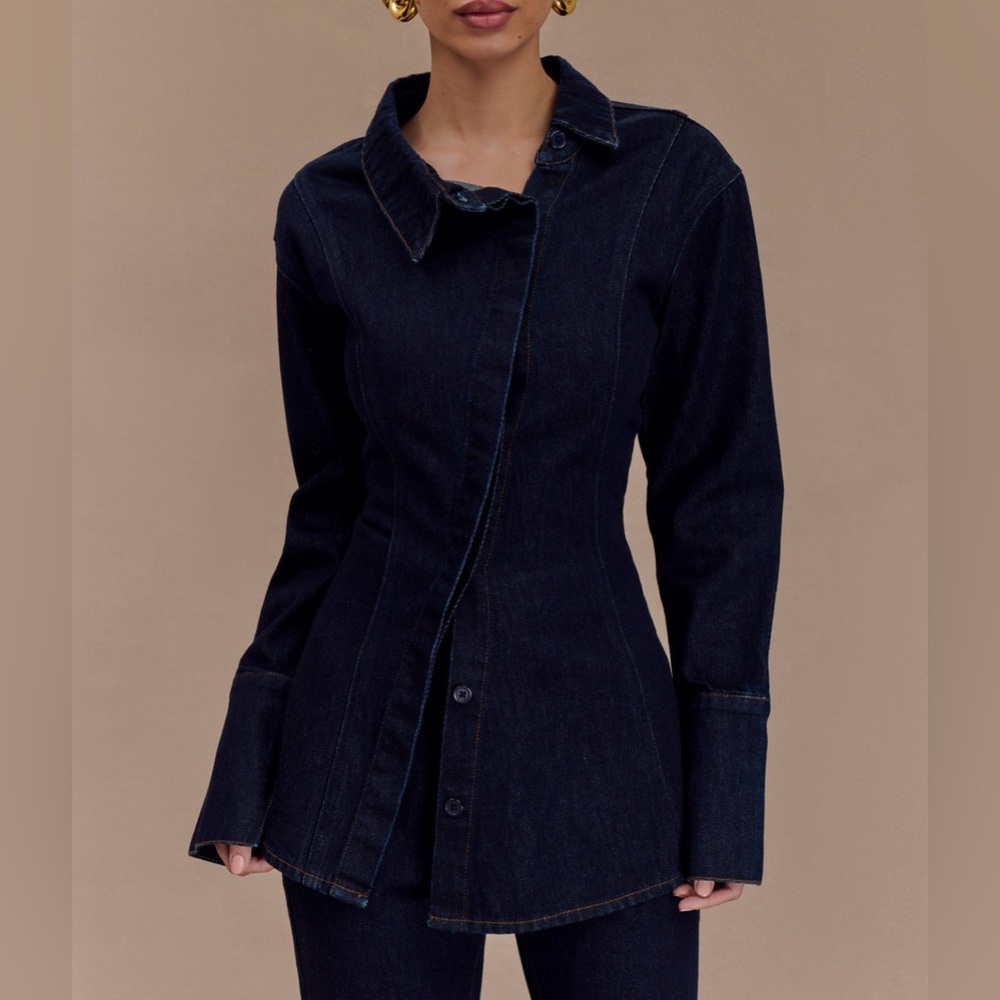 Jericho Asymmetrical Denim Shirt - Indigo Blue